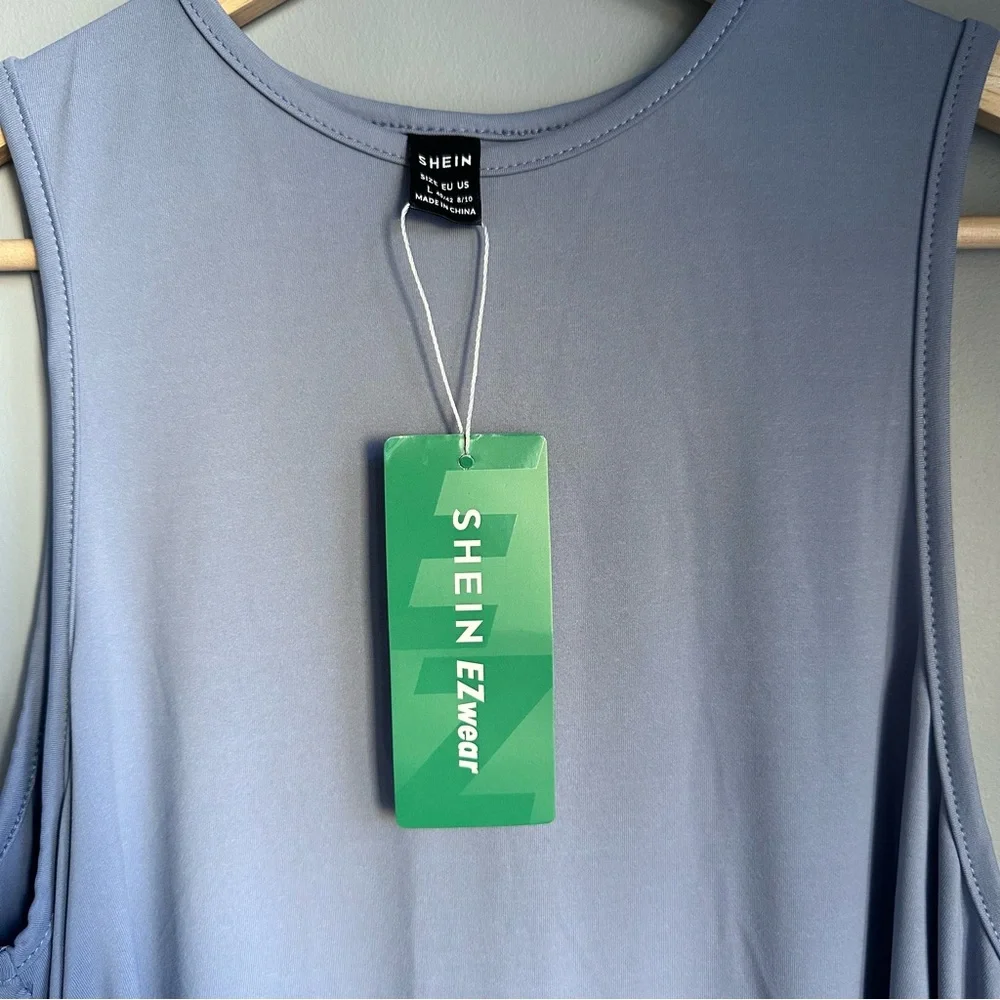 Dusty Blue Ruched Waist Tank Dress 🦋 - Picture 4 of 6